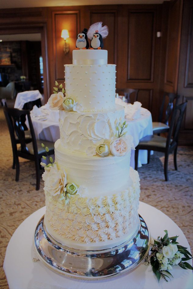 ombre rosette buttercream wedding cake